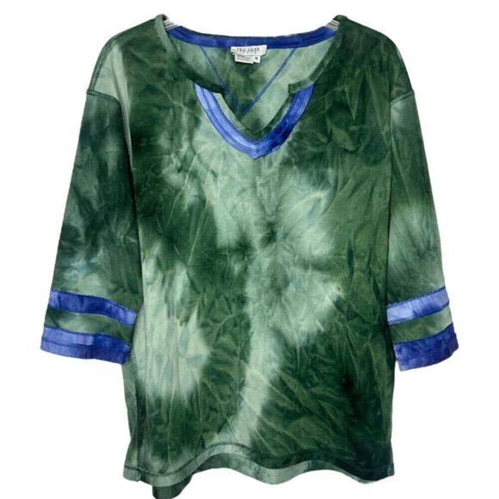 TRU LUXE JEANS Tie Dye Pull Over VNeck Top 3/4 Sleeve Size‎ Medium lc112